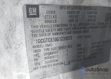 2016 Chevrolet Colorado Lt из США, поврежденный, VIN 1GCGTCE30G1239563